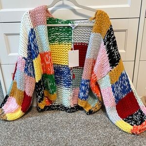 Colorful Patchwork Knit Sweater